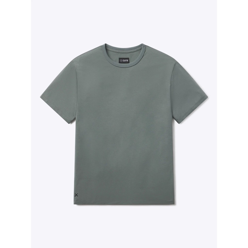 Cuts Clothing Crew Neck T-Shirt Mens Medium Sage Green Split Hem Pyca Pro Tee